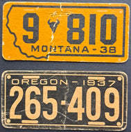 1937 The Goudey Gum Trading Cards Montana + Oregon License Plates Vintage