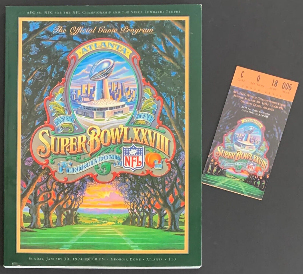 1994 Super Bowl XXVIII Football Program + Ticket Stub Georgia Dome Atlanta