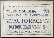 1936 Historic 1st Stock Car Racing Ticket Daytona Beach Auto Race Rare Vintage