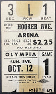 1958 Detroit Red Wings Opening Night Ticket Stub NHL Hockey VTG Gordie Howe