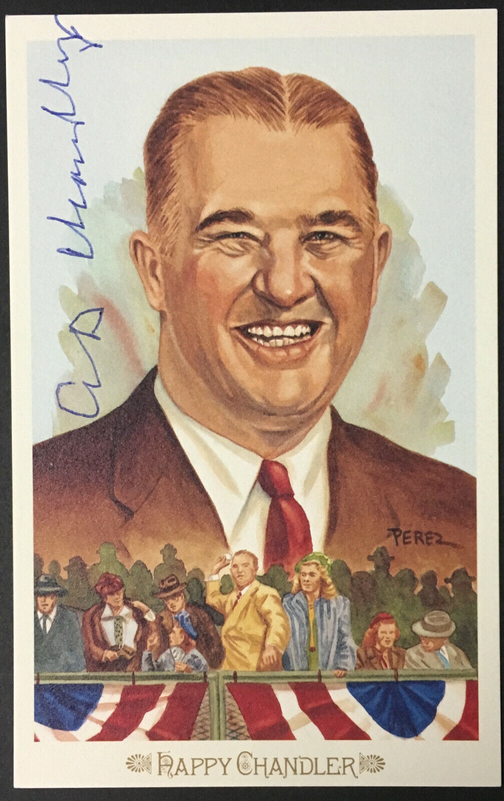 Happy Chandler Autographed Signed Perez-Steele Post Card Commissioner Baseball