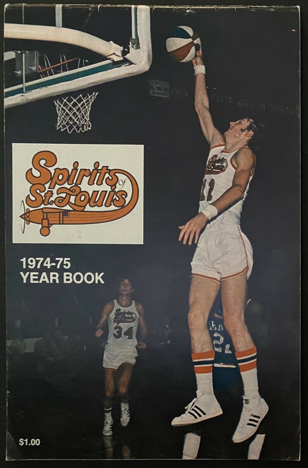 1974-75 ABA Basketball Spirits of St Louis Yearbook Young Bob