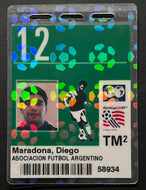 1994 FIFA World Cup Diego Maradona Player Credential Soccer Stadium Pass Futbol