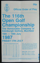 Load image into Gallery viewer, 1987 116th British Open Golf Championship Pairing Sheet Muirfield PGA European
