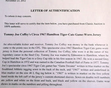 Load image into Gallery viewer, 1967 Hamilton Tiger Cats - Tommy Joe Coffey GAME WORN JERSEY Vtg Football CFL
