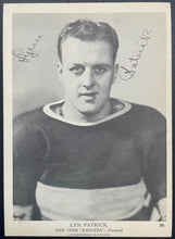 Load image into Gallery viewer, 1939-40 OPC V301-1 Lynn Patrick Autographed Signed Card New York Rangers JSA HOF
