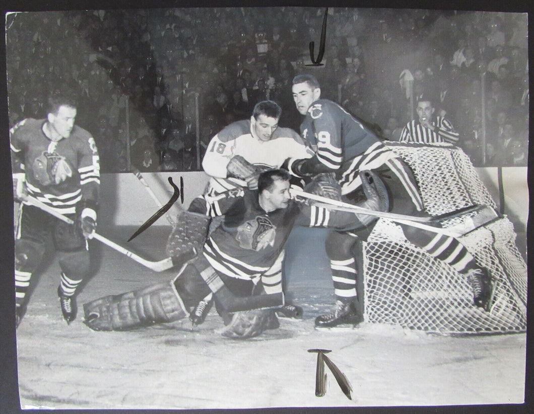 1961 Stanley Cup Semi Finals NHL Press Photo Blackhawks - Canadiens Double OT