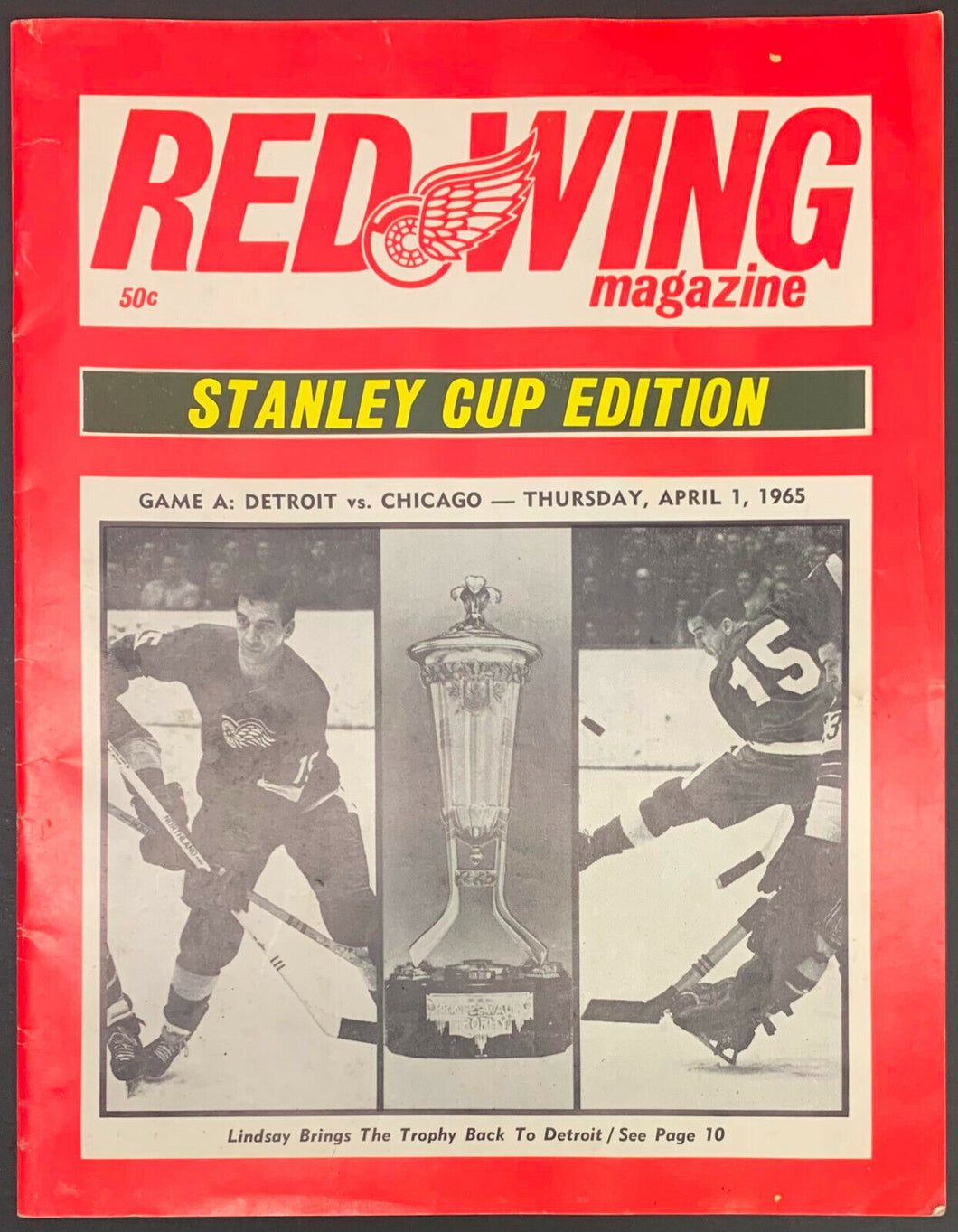 1965 Detroit Olympia Game 1 Stanley Cup Semi-Final Program Red Wings NHL Hockey
