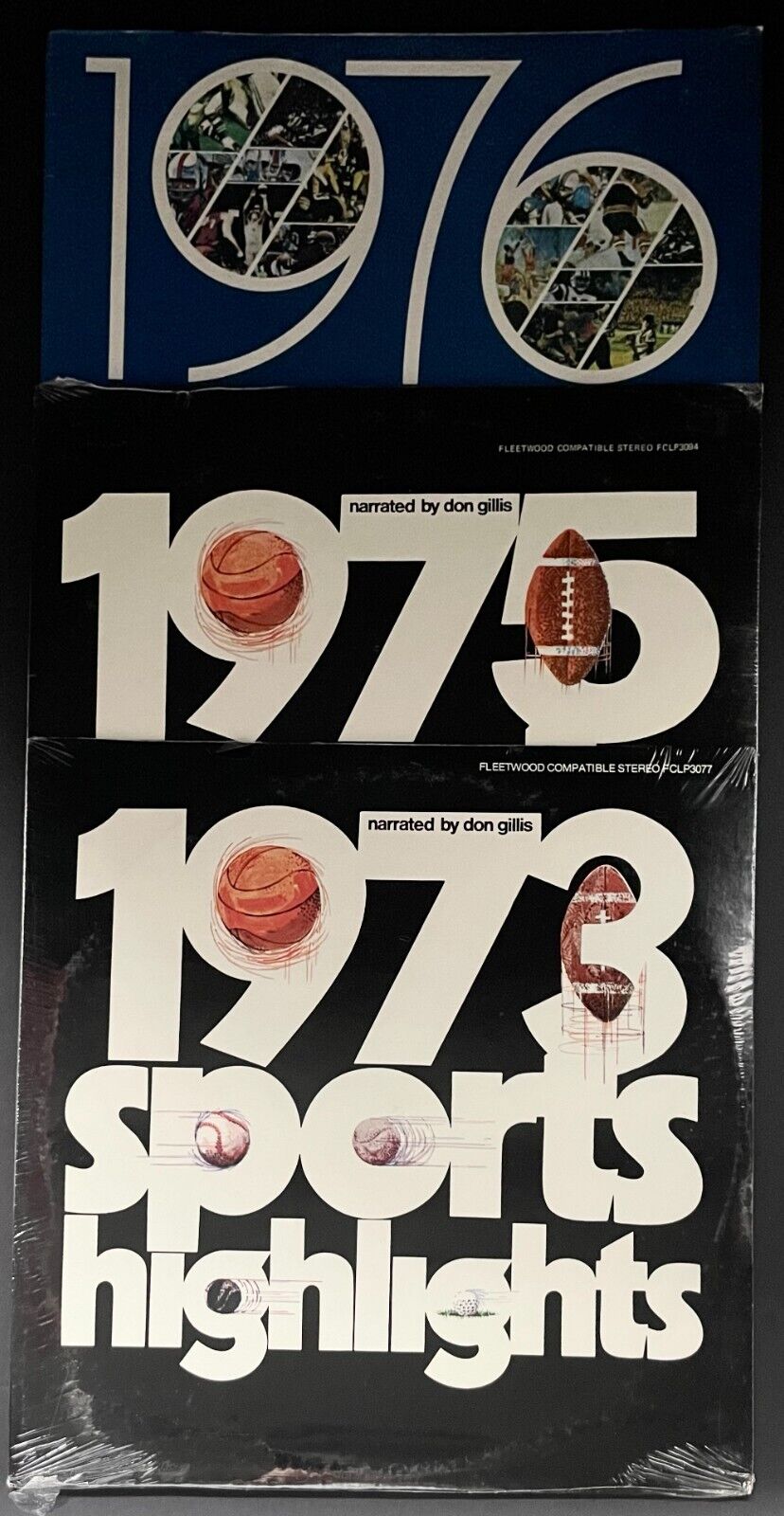 3 Sports Highlights LP Records 1973 + 1975 + 1976 Sealed Sports Album Don Gillis