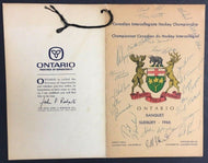 1966 Canadian University Hockey Championship Banquet Program Autographed By Team