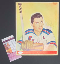 Load image into Gallery viewer, 1960 Andy Bathgate Signed Tex Coulter Illustration Proof Magazine Cover NHL JSA

