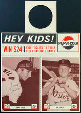 Load image into Gallery viewer, 1963 Tulsa Oilers Pepsi Cola Baseball Card Promo Jerry Wild + Jon Smith
