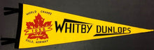 Load image into Gallery viewer, 1958 Whitby Dunlops World Champions Felt Pennant Oslo Norway Vintage Hockey 24"
