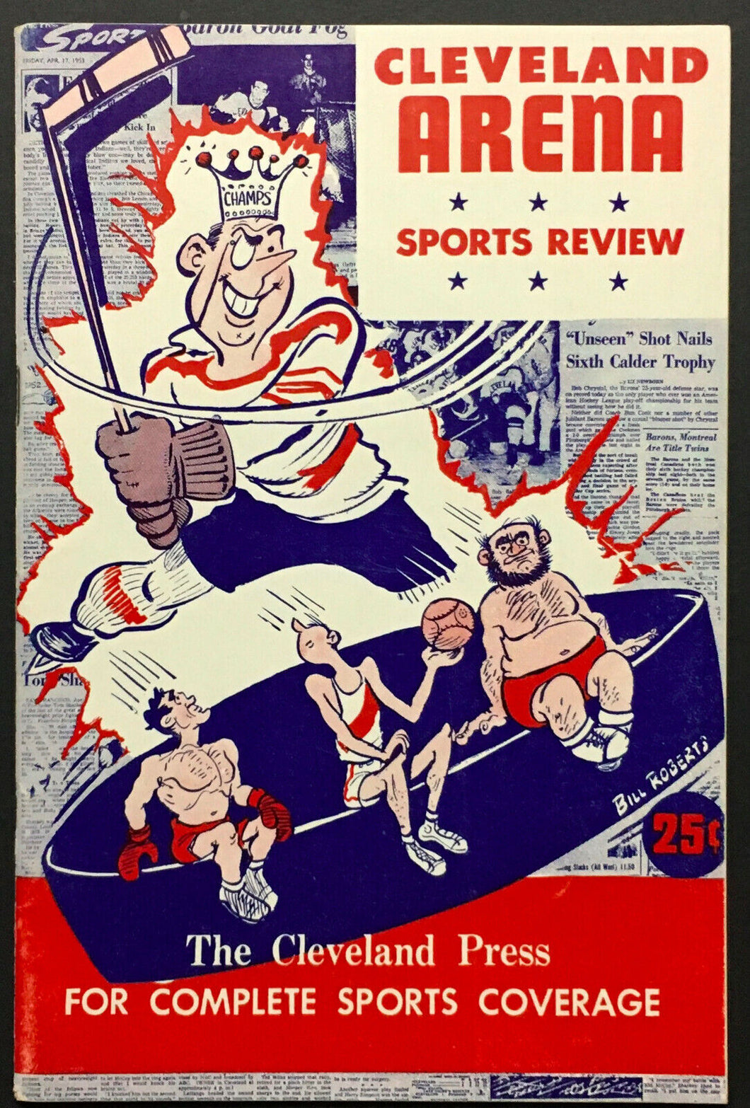 1954 Cleveland Arena Sports Review Program Press Sports Coverage Barons vs Reds