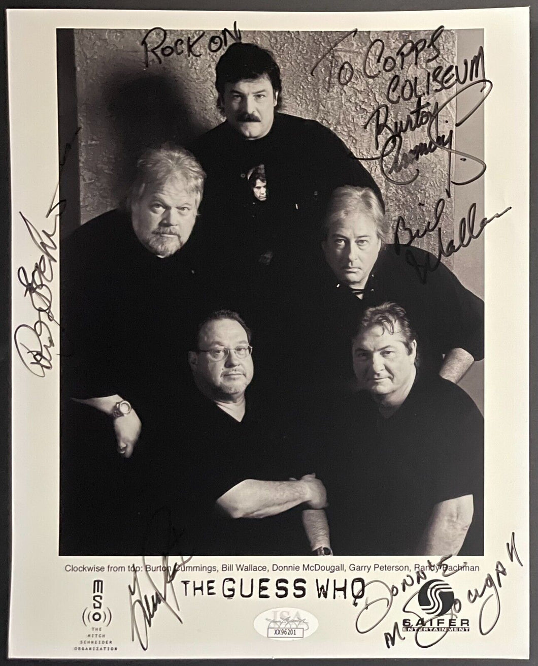 Autographed The Guess Who Band B&W Photo All Members Signed Rock Music JSA LOA
