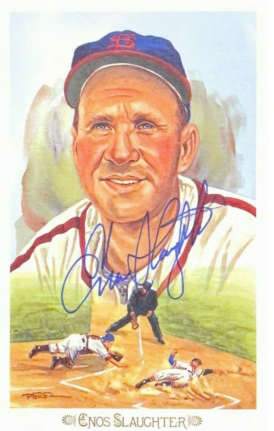 Enos Slaughter Autographed Signed Perez-Steele Post Card MLB Baseball HOFER LOA