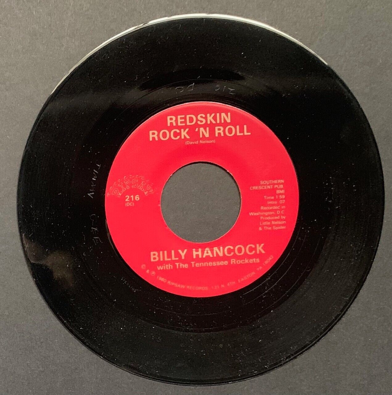 1980 45 RPM Vinyl Record Washington Redskins Rock 'N Roll Vintage