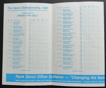 Load image into Gallery viewer, 1987 116th British Open Golf Championship Pairing Sheet Muirfield PGA European
