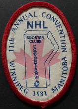 Load image into Gallery viewer, 1981 NHL Booster Clubs 11th Annual Convention Hockey Patch Winnipeg Rare Vintage
