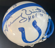 Johnny Unitas Lenny Moore Autographed Signed Colts Mini Helmet NFL Beckett LOA