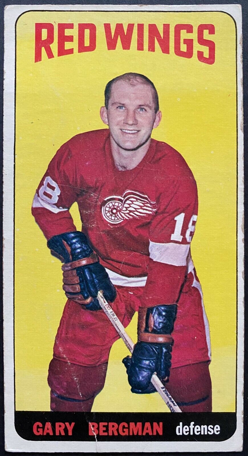 1964-65 Vintage Detroit Red Wings Gary Bergman Topps Tallboy NHL Hockey Card