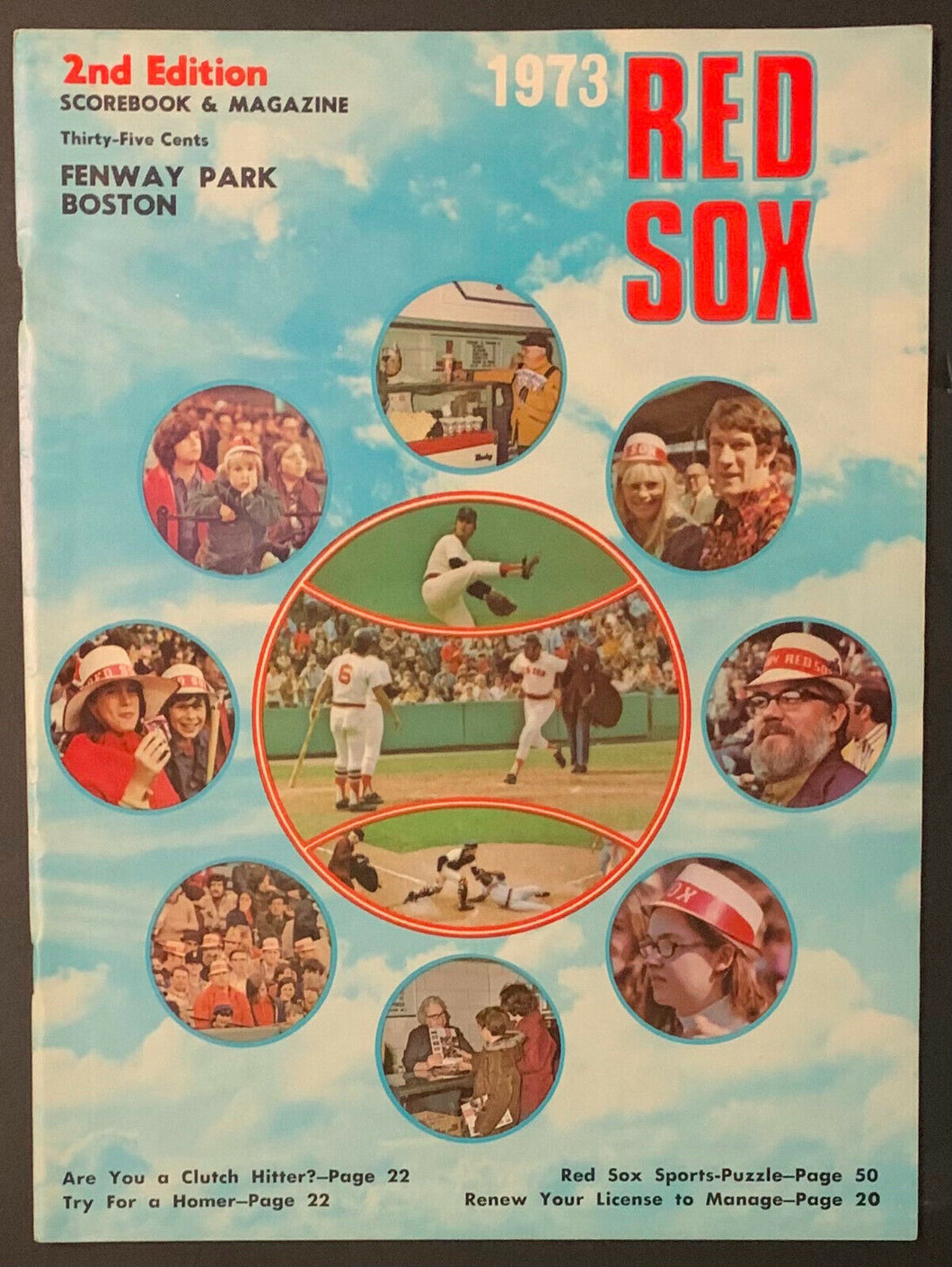 1973 Fenway Park MLB Baseball Program Boston Red Sox vs Minnesota Twins