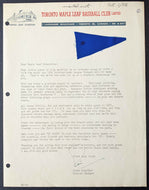 1956 Toronto Maple Leaf Baseball Club Letter Season Ticket Holders Vintage