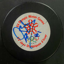 Load image into Gallery viewer, Sean Burke Autographed 1988 Calgary Winter Olympics Game Hockey Puck Signed LOA

