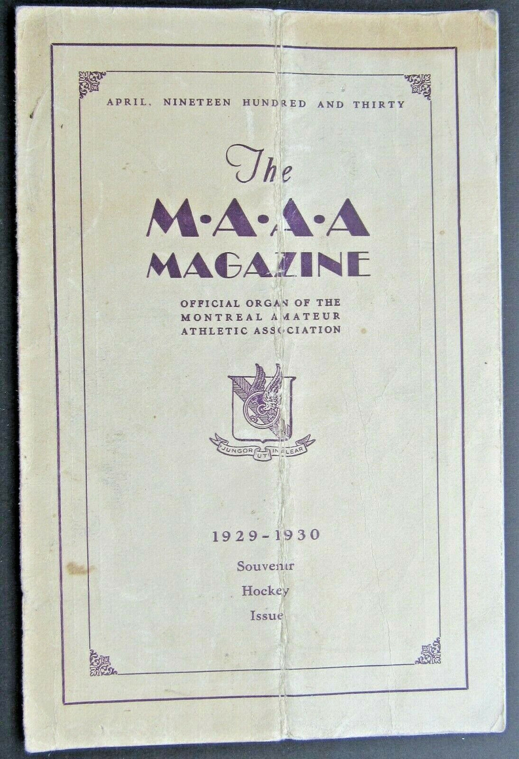1929-30 Montreal AAA Hockey Magazine Featuring Allan Cup Amateur Team Winner