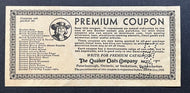 1938 Quaker Oats Canadian Premium Coupon Expired Vintage Rare Vtg
