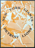 1945 Detroit Lions vs. New York Giants NFL Football Program Vintage Polo Grounds