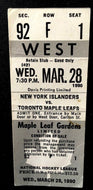 1990 Toronto Maple Leafs vs New York Islanders Unused Ticket Maple Leaf Gardens