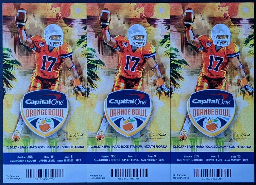 2017 Orange Bowl Full Tickets Wisconsin Badgers Miami Hurricanes NCAA Football