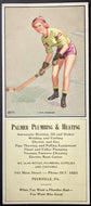 Early 1900's Vintage Blotter With Hockey Image Unused Female Ice Hockey Player