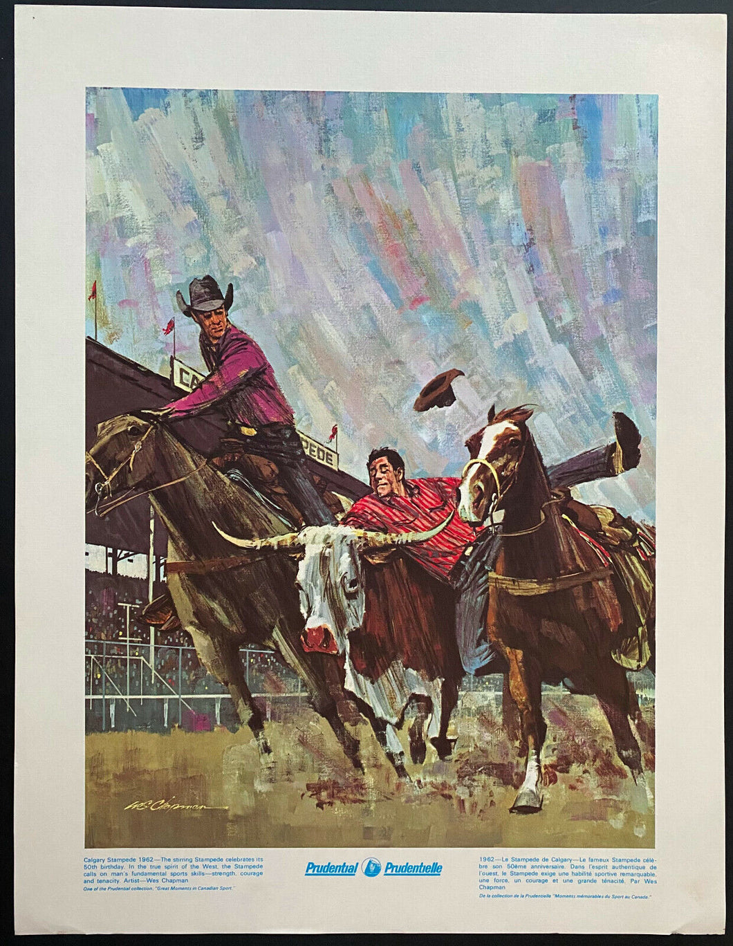 1962 50th Anniversary Calgary Stampede Canada Vintage Print Wes Chapman Artist