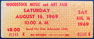 1969 WOODSTOCK Music + Art Fair Concert Festival Full Ticket Unused Saturday