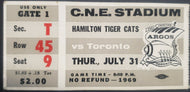 1969 C.N.E. Stadium Hamilton Tiger Cats vs Toronto Argonauts CFL Football Ticket