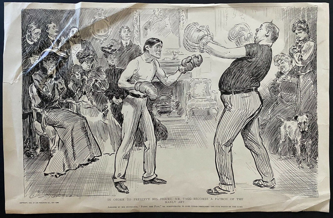 1904 Vintage Life Publications Company Boxing Themed Print Vtg Boxers