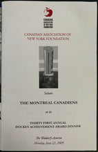 Load image into Gallery viewer, 2009 Canadian Association of New York Awards Program Montreal Canadiens 100th
