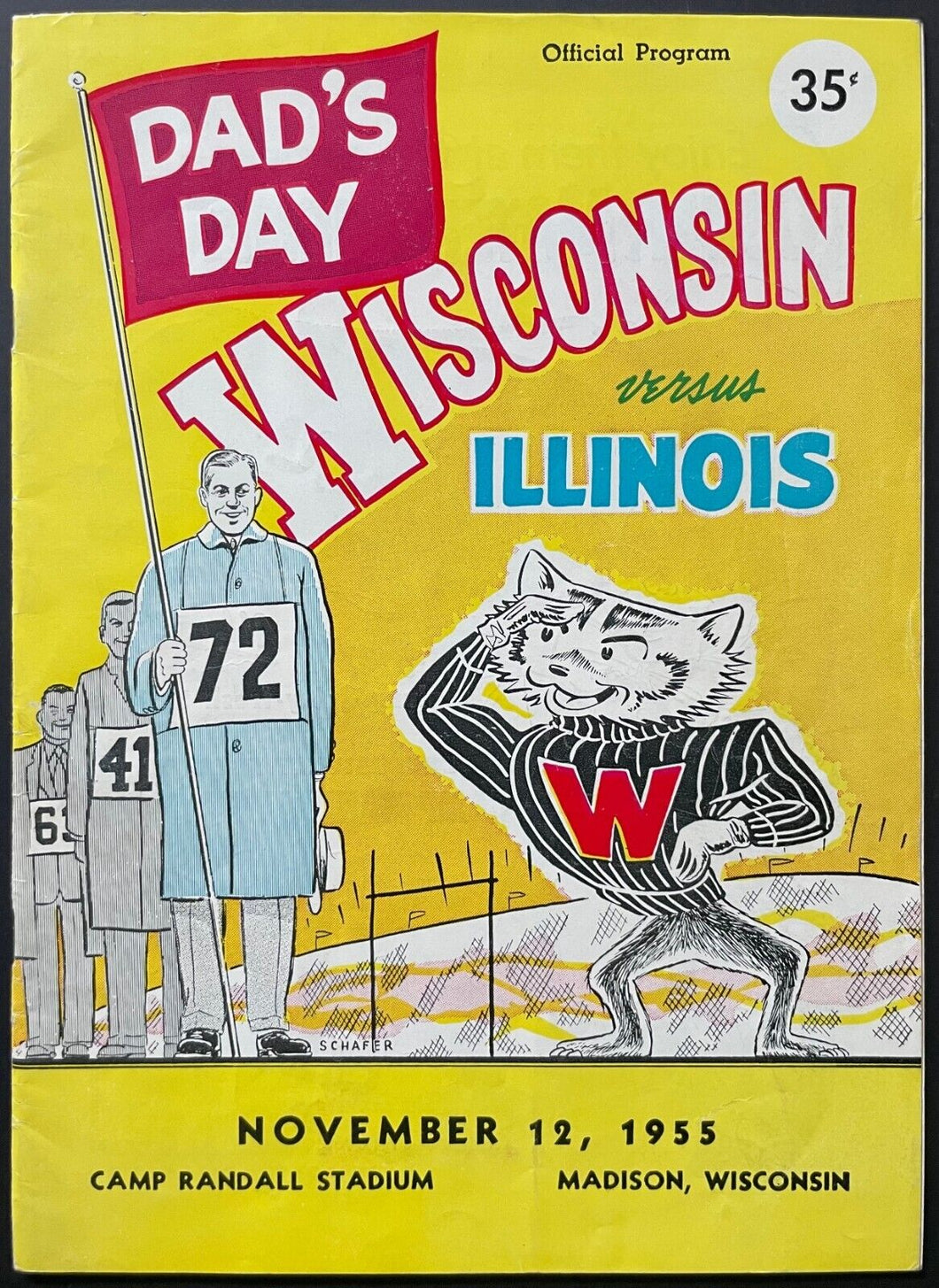 1955 University Of Illinois Fighting Illini vs Wisconsin Badgers NCAA Program
