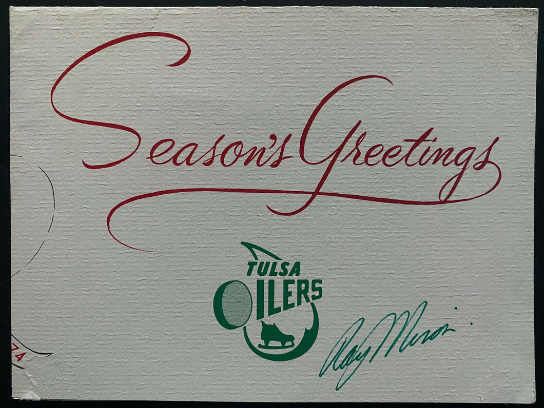 1973 Tulsa Oilers Ray Miron Head Coach Autographed Signed Hockey Christmas Card