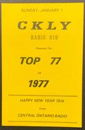 1977 CKLY Chart Radio Survey Ontario Canada Music New Year 1978 Debby Boone