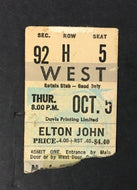 1972 Elton John Concert Ticket Stub Toronto Maple Leaf Gardens