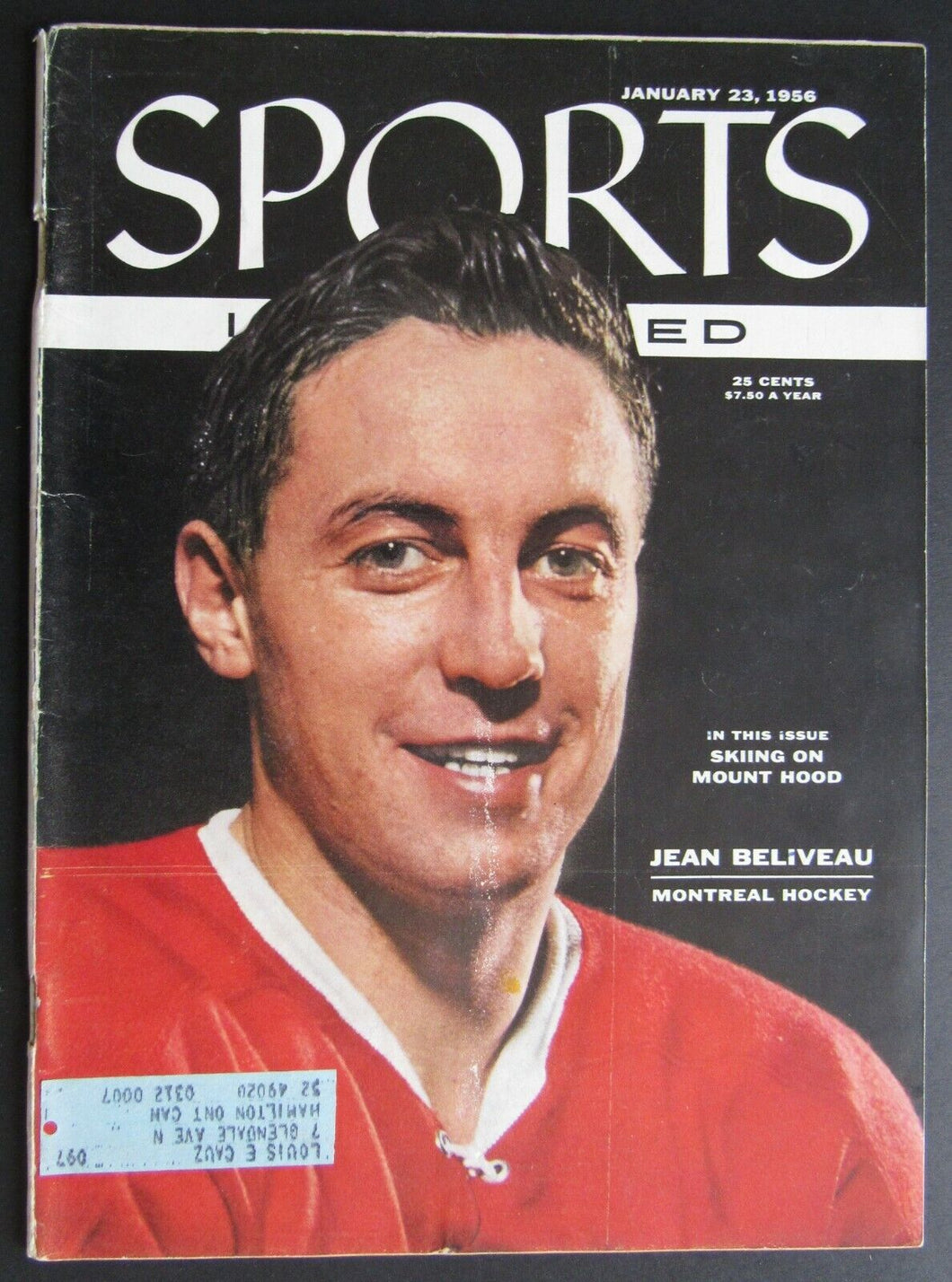 1956 Sports Illustrated Magazine NHL Montreal Canadiens Jean Béliveau VTG Cover