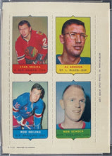 Load image into Gallery viewer, 1969 OPC Four In One Mini Hockey Stamps Card Mikita/Arbour/Seiling/Schock PSA 5
