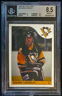 1985 -1986 O-Pee-Chee #9 Mario Lemieux Rookie Card RC NHL Penguins Beckett 8.5