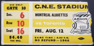 1966 C.N.E. Stadium Montreal Alouettes vs Toronto Argonauts CFL Football Ticket