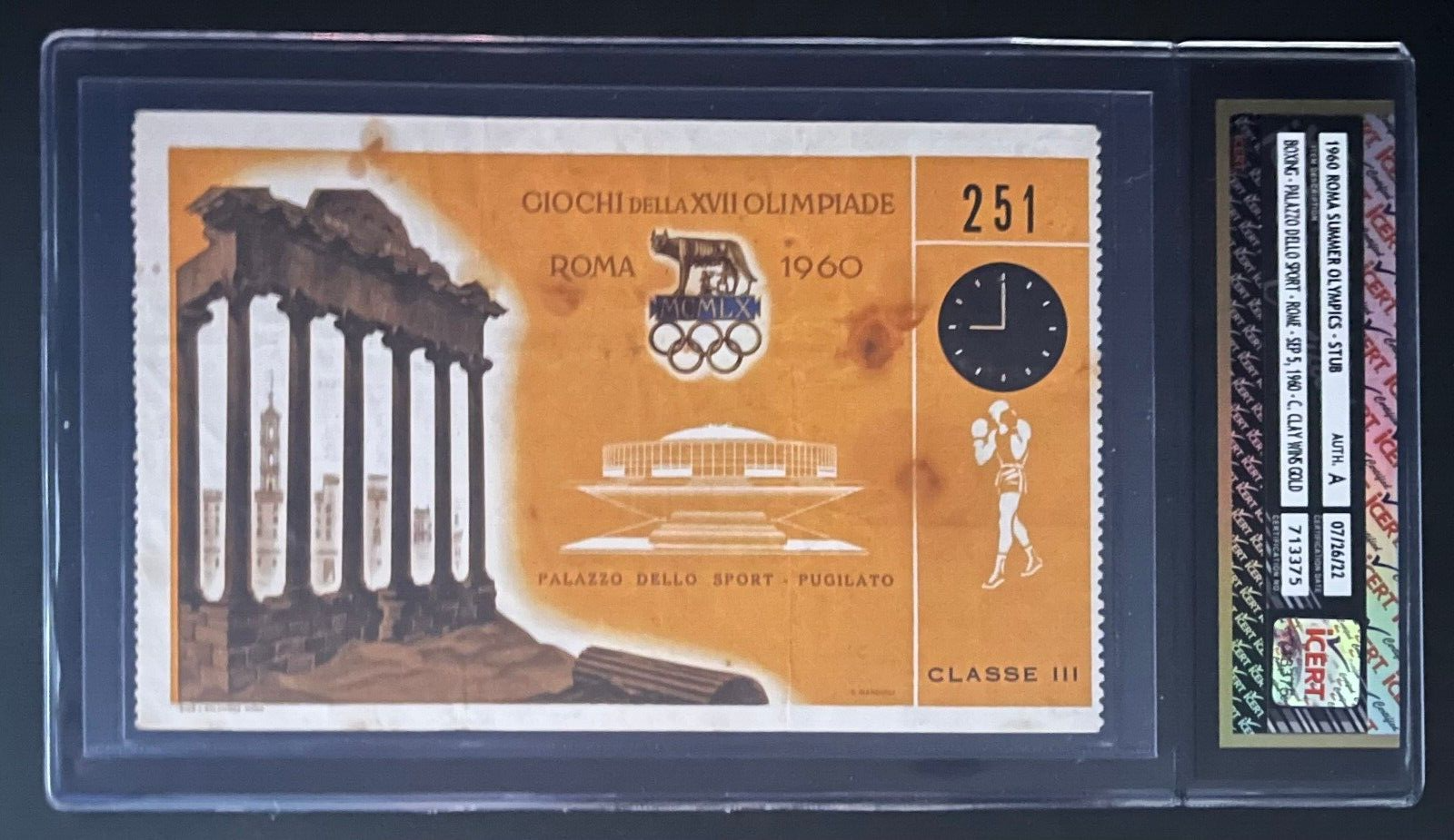 1960 Rome Olympics Gold Medal Bout Boxing Ticket Cassius Clay Muhammad –  Glory Days Sports, image size:1600x925