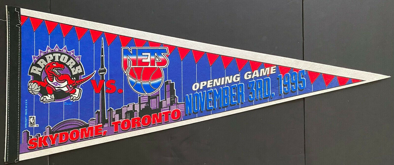 1995-96 Toronto Raptors Inaugural Opening Game Pennant Vintage NBA Bas ...