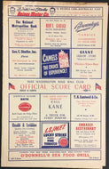 1948 MLB Baseball Scorebook Chicago White Sox vs Washington Senators Unscored